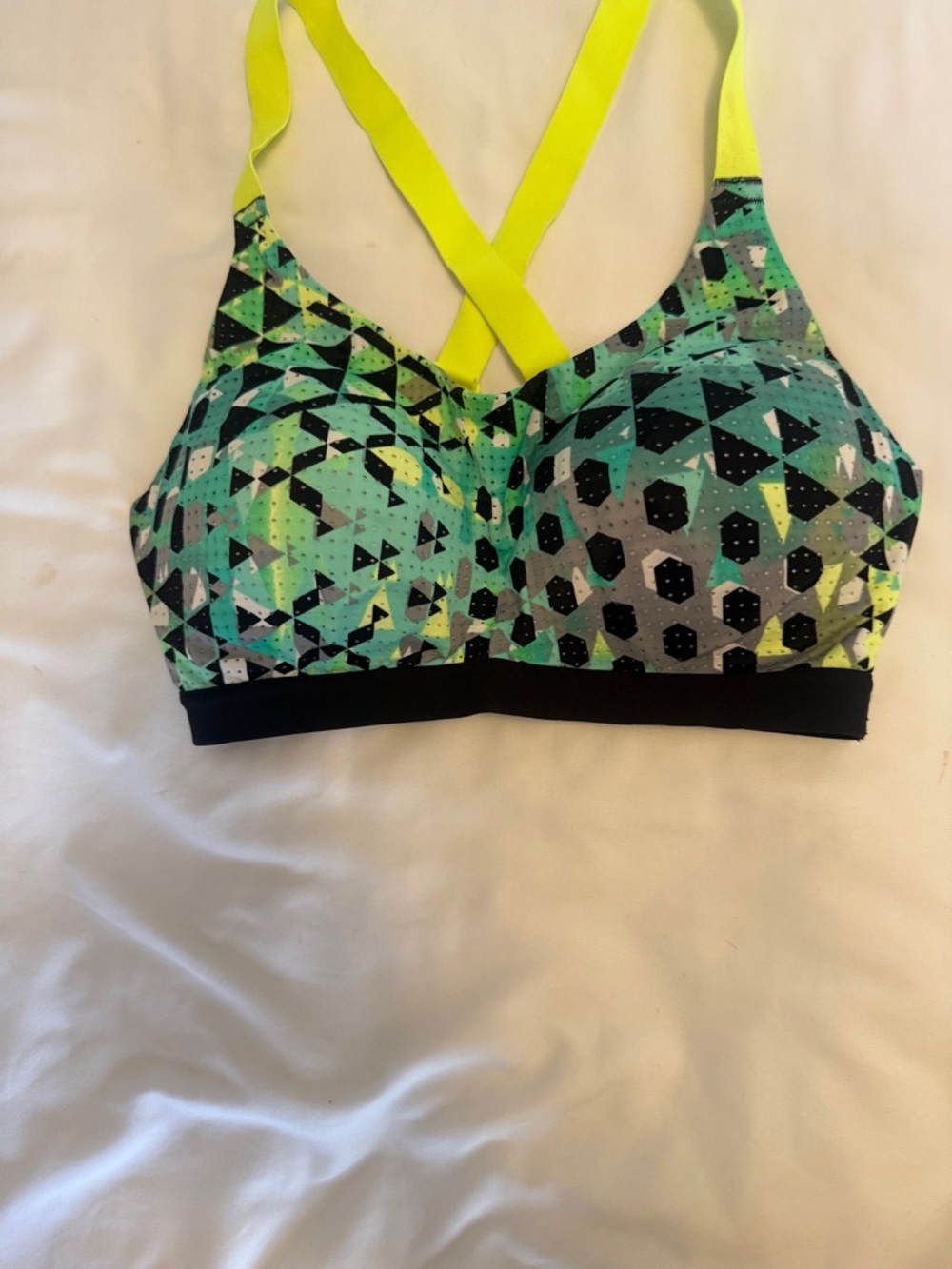 Victoria's Secret Neon Yellow Strappy Geometric Sports Bra